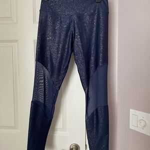 Nike Dri-FIT Navy Shimmer Leggings with Mesh Lower Thighs